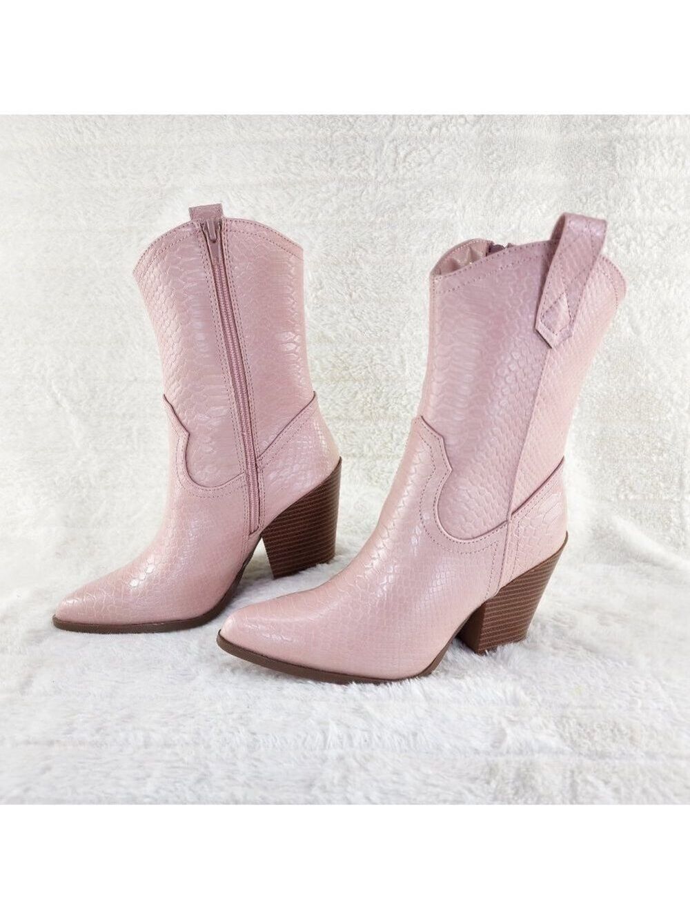 Dusty Pink Western Cowgirl Cow Boy Ankle Boots Slayer